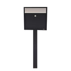 Allux 250 Free Standing Letterbox With FR 2 Stand   Black