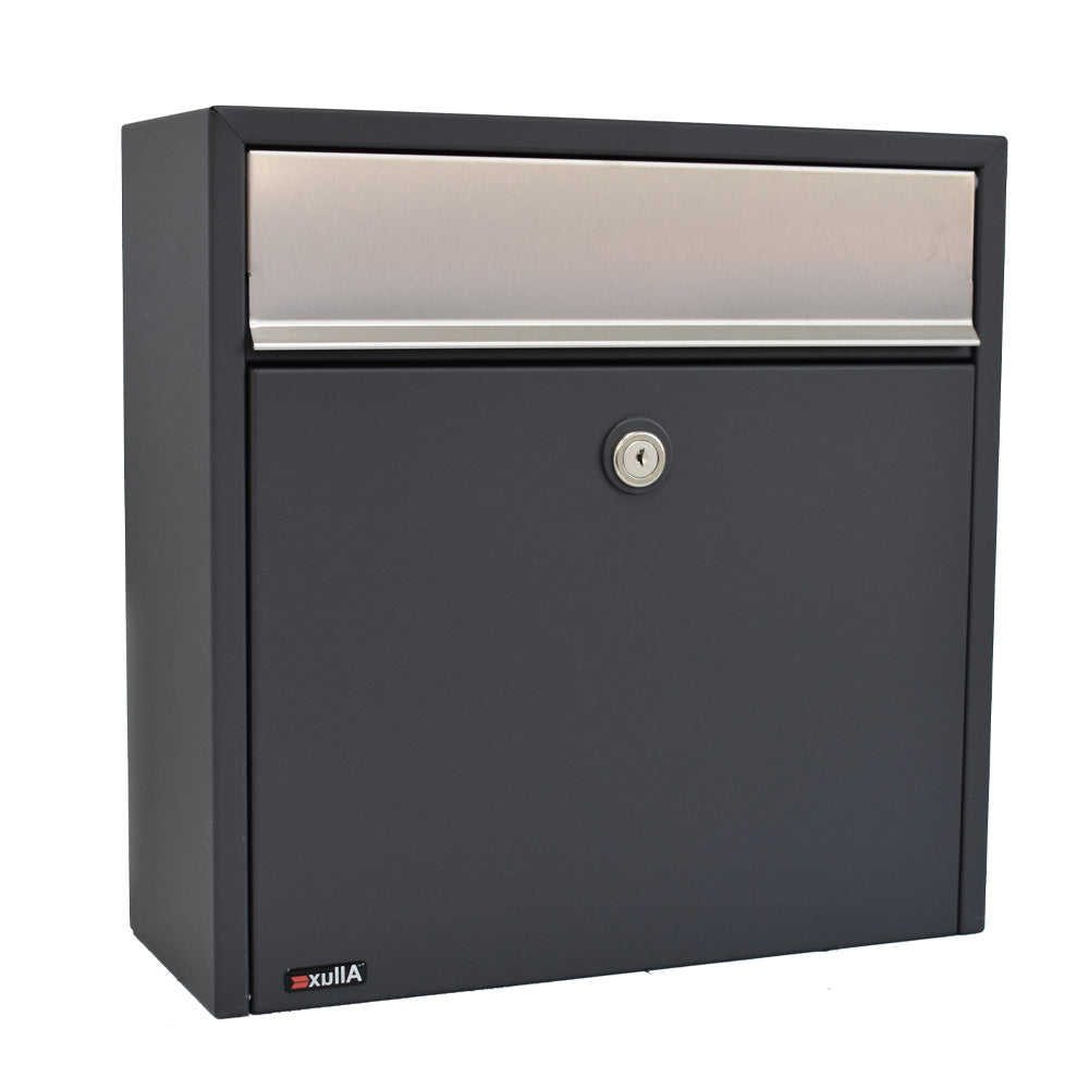Allux 250 Wall Mounted Post Box Grey With Silver Flap 2