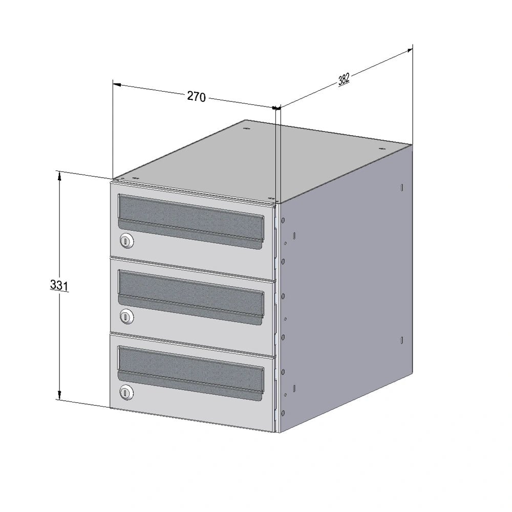 Apartment Mailboxes C2 Compact Bank Of 3 Drawing