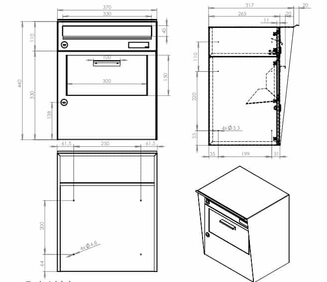 Wall Mounted Parcel Box for Home Outdoor Locking Weatherproof Galvanised Steel - Beta