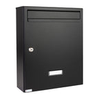 Black Lockable Wall Mounted Post Box External   W5   Black Matt   Front