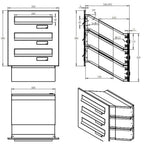 D 041 Multiple Powder Coated Telescopic High Capacity Through The Wall Mailbox Stainless Steel Dimensions