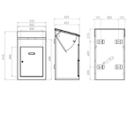 Delta Large Wall Mounted Parcel Drop Box drawings with dimensions