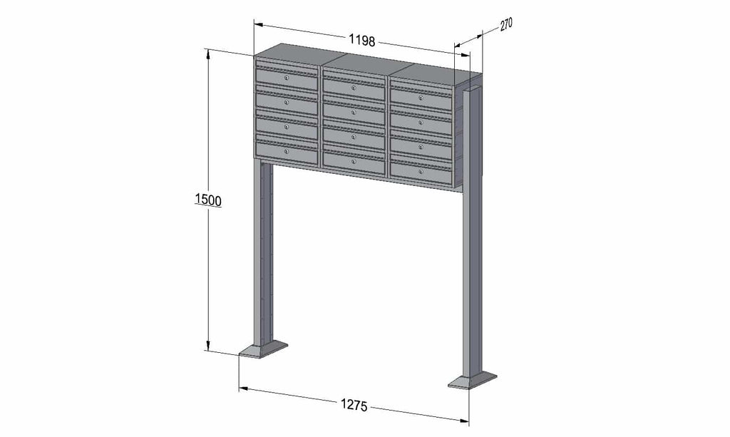 Post Boxes for Flats Free Standing Internal Locking - Urban Easy E1