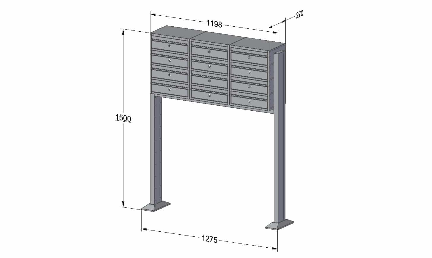 Post Boxes for Flats Free Standing Internal Locking - Urban Easy E1