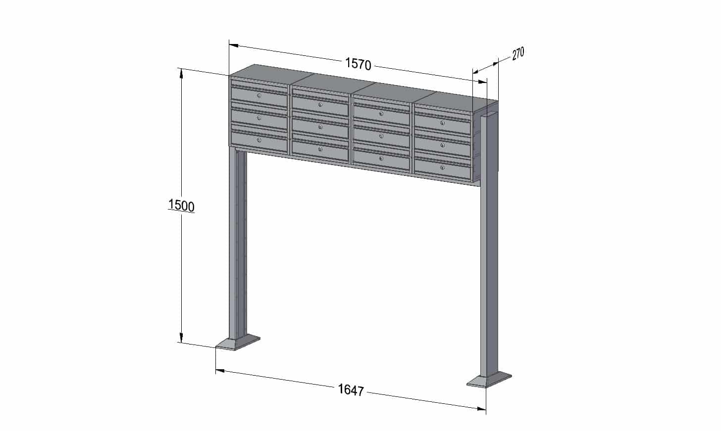 Post Boxes for Flats Free Standing Internal Locking - Urban Easy E1