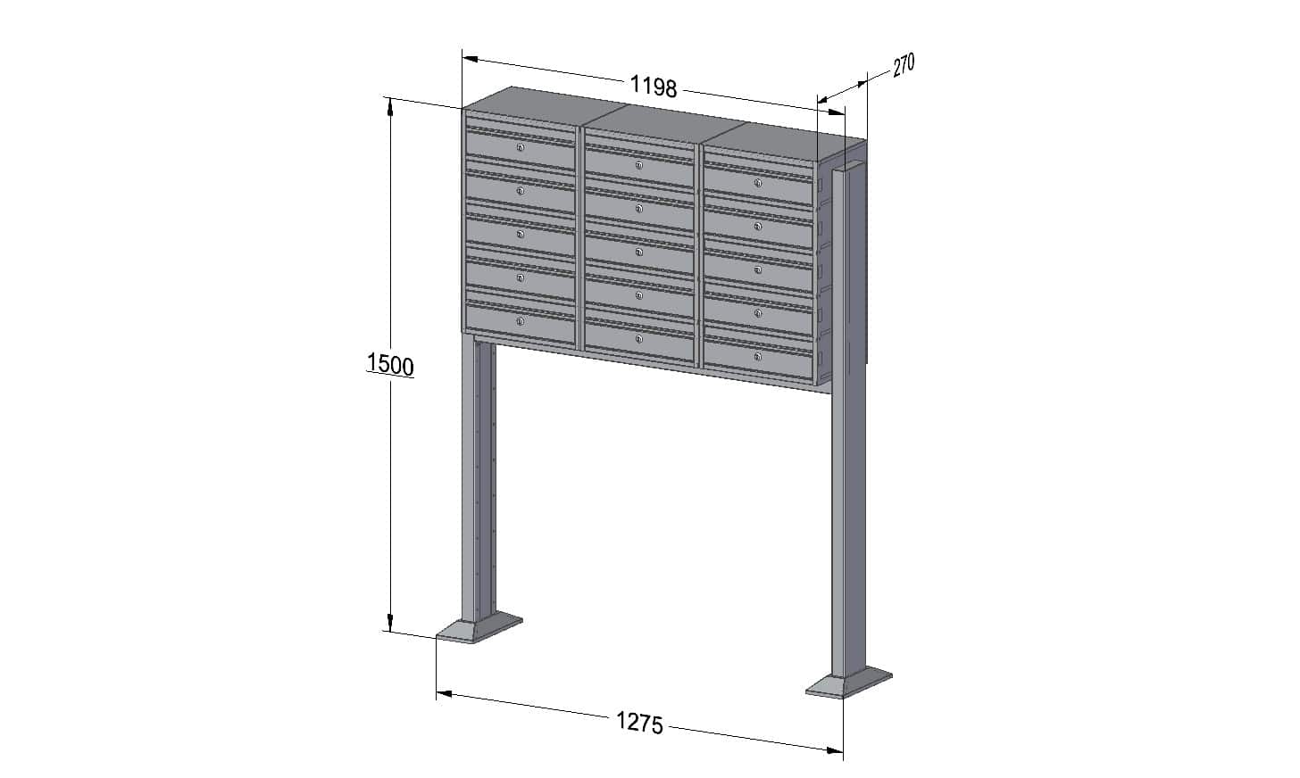 Post Boxes for Flats Free Standing Internal Locking - Urban Easy E1