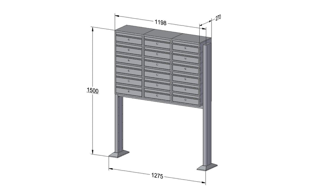 Post Boxes for Flats Free Standing Internal Locking - Urban Easy E1