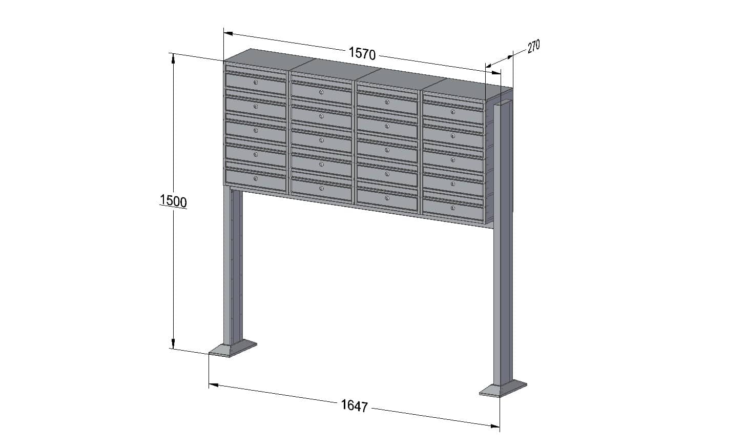 Post Boxes for Flats Free Standing Internal Locking - Urban Easy E1