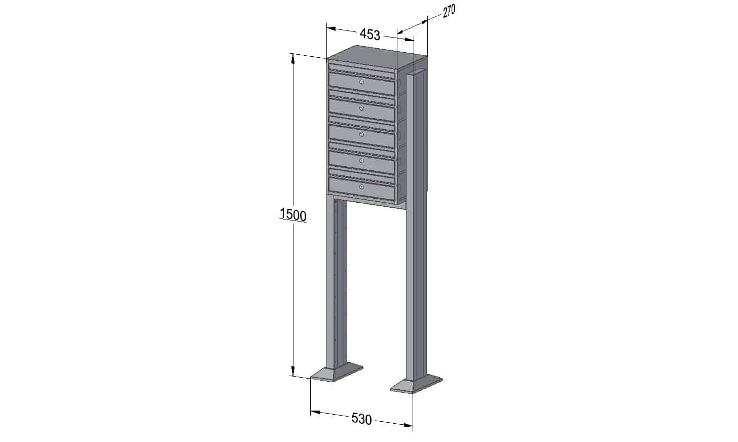 Post Boxes for Flats Free Standing Internal Locking - Urban Easy E1