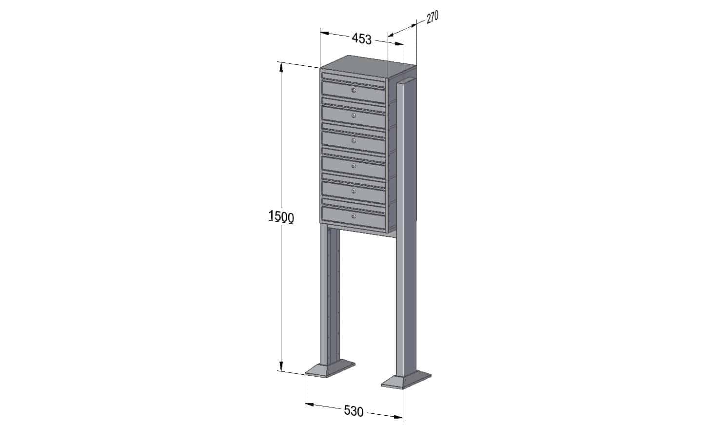 Post Boxes for Flats Free Standing Internal Locking - Urban Easy E1