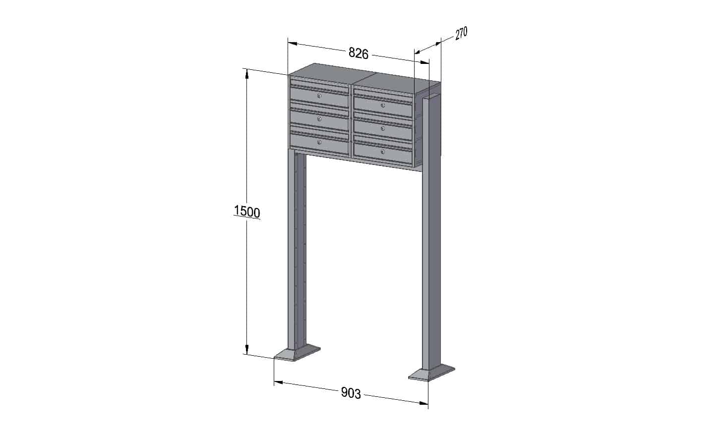 Post Boxes for Flats Free Standing Internal Locking - Urban Easy E1