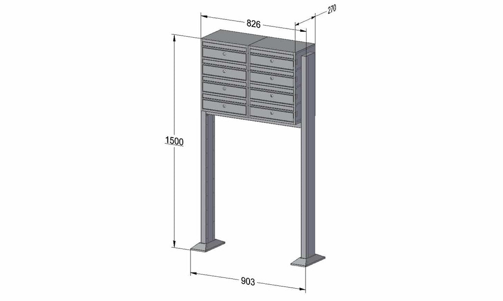 Post Boxes for Flats Free Standing Internal Locking - Urban Easy E1