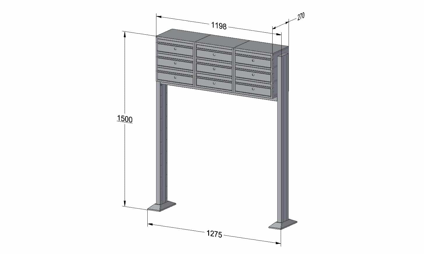 Post Boxes for Flats Free Standing Internal Locking - Urban Easy E1