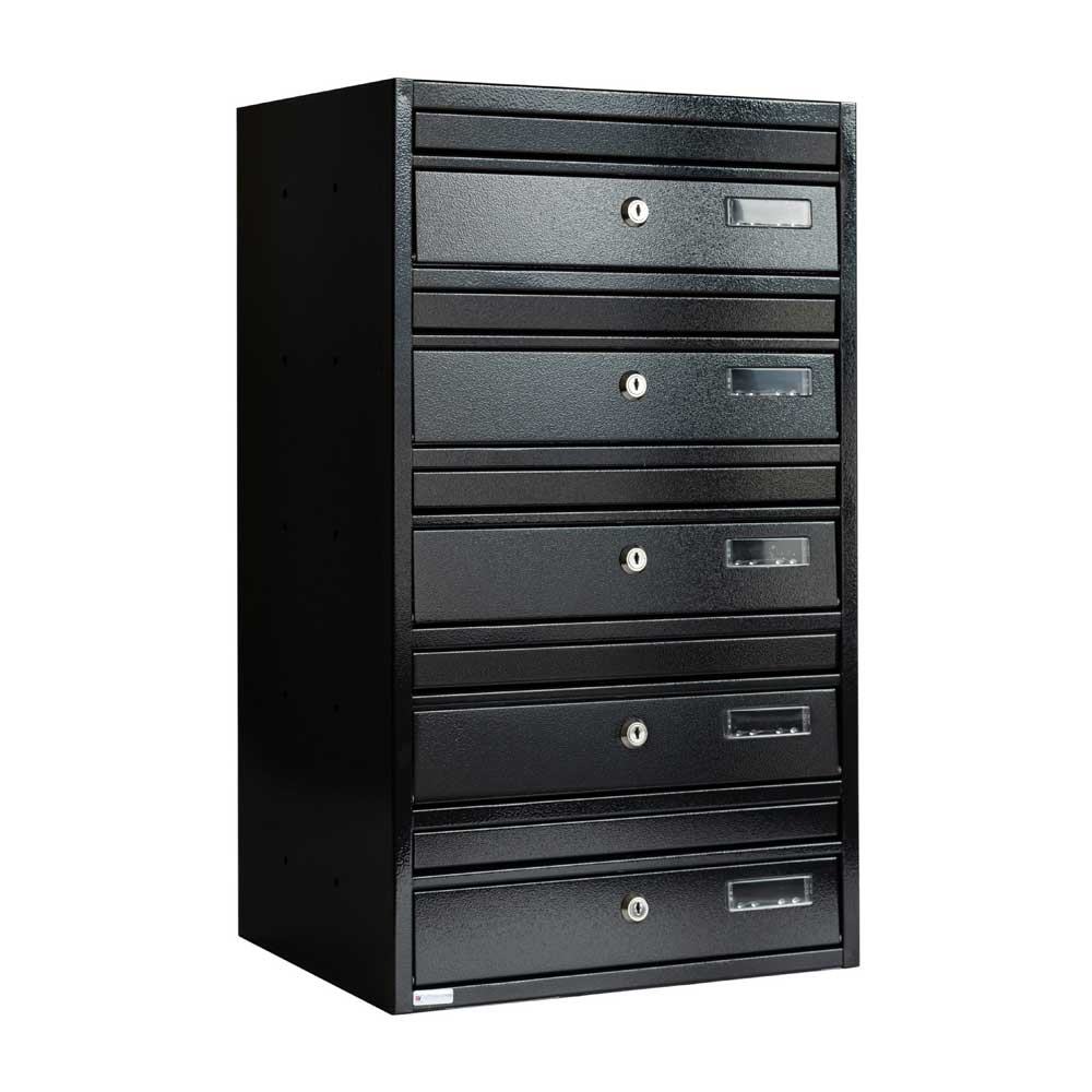 E1 Urban Easy Black Bank Of 5 Post Boxes