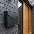 External Modern Lockable Wall Mounted Weather Resistant Letterbox Gavia With House Number   Personalised   Black