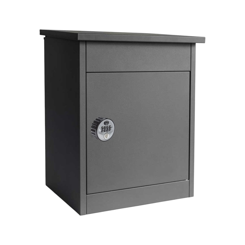 External Wall Mounted Parcel Box For Home   Anthracite Grey   Combination Lock   Side