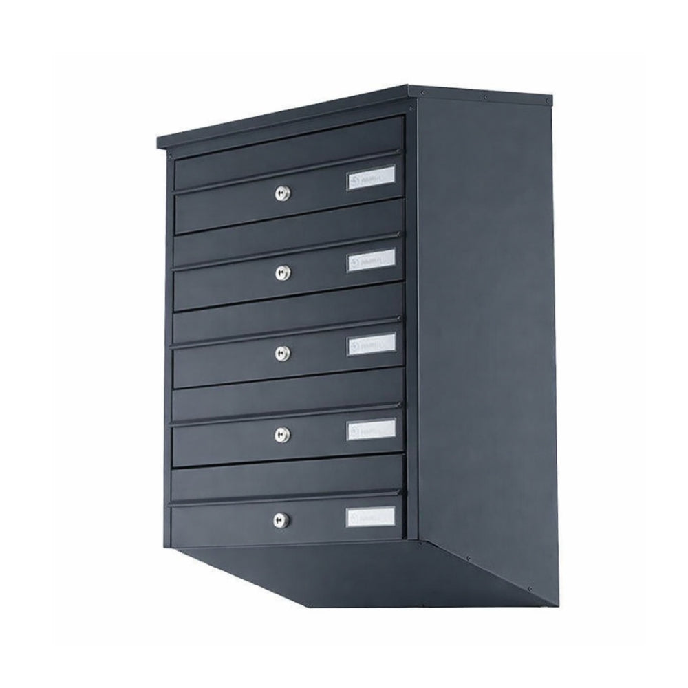 External Wall Mounted Post Boxes For Flats   Sparrow   Anthracite Grey   Bank Of 5