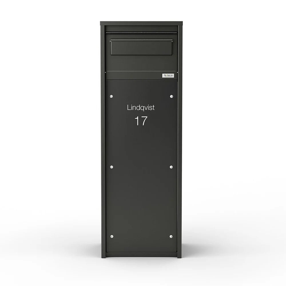Free Standing Outdoor Parcel Box   Nikolai   Black   Front