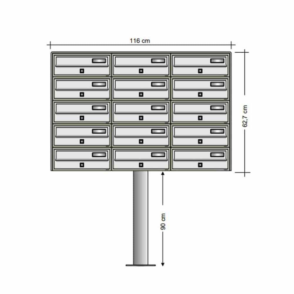 Free Standing Slim Post Boxes Bank Of 15
