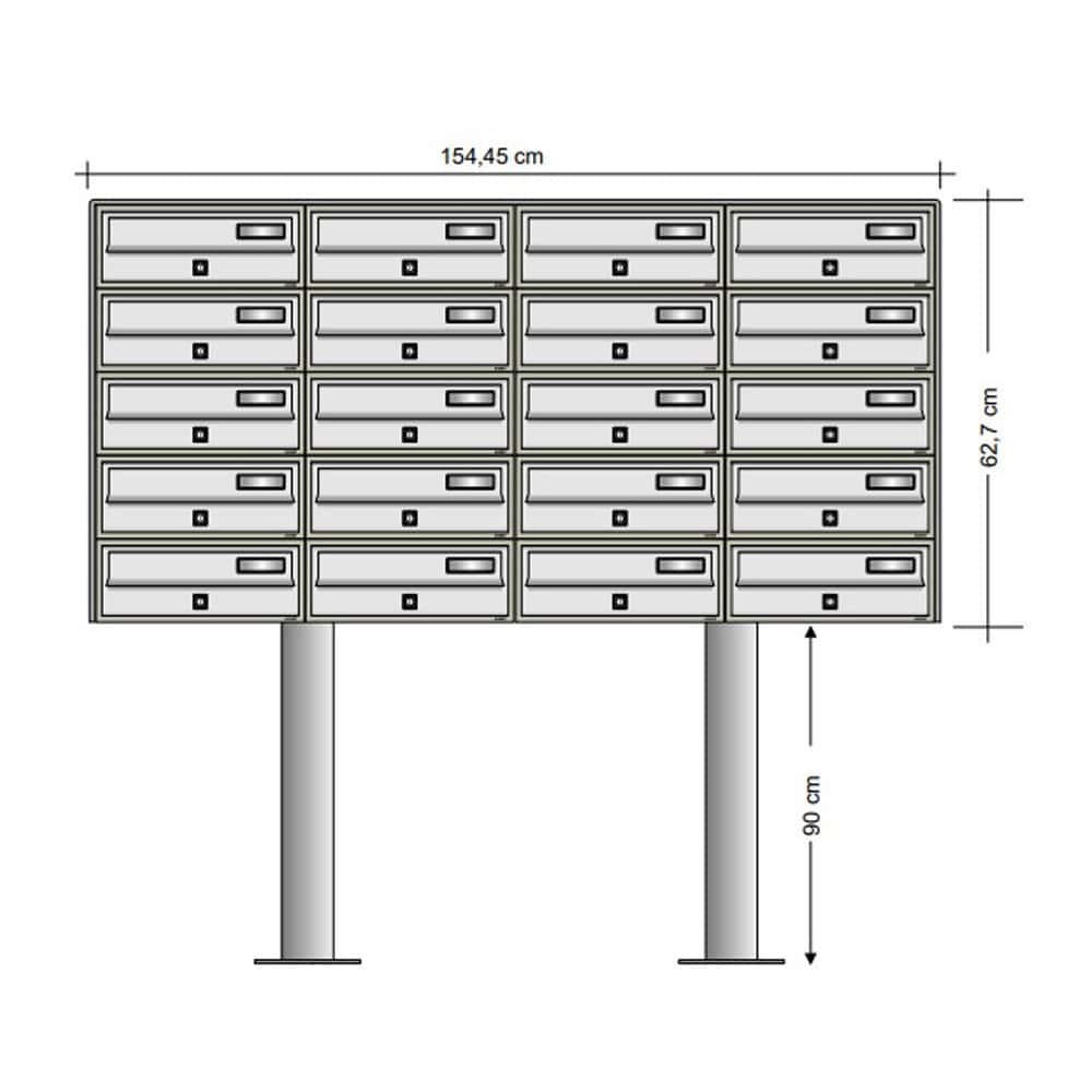Free Standing Slim Post Boxes Bank Of 20