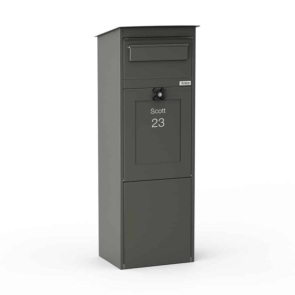 Freestanding Parcel Box Karl Dark Grey Front2