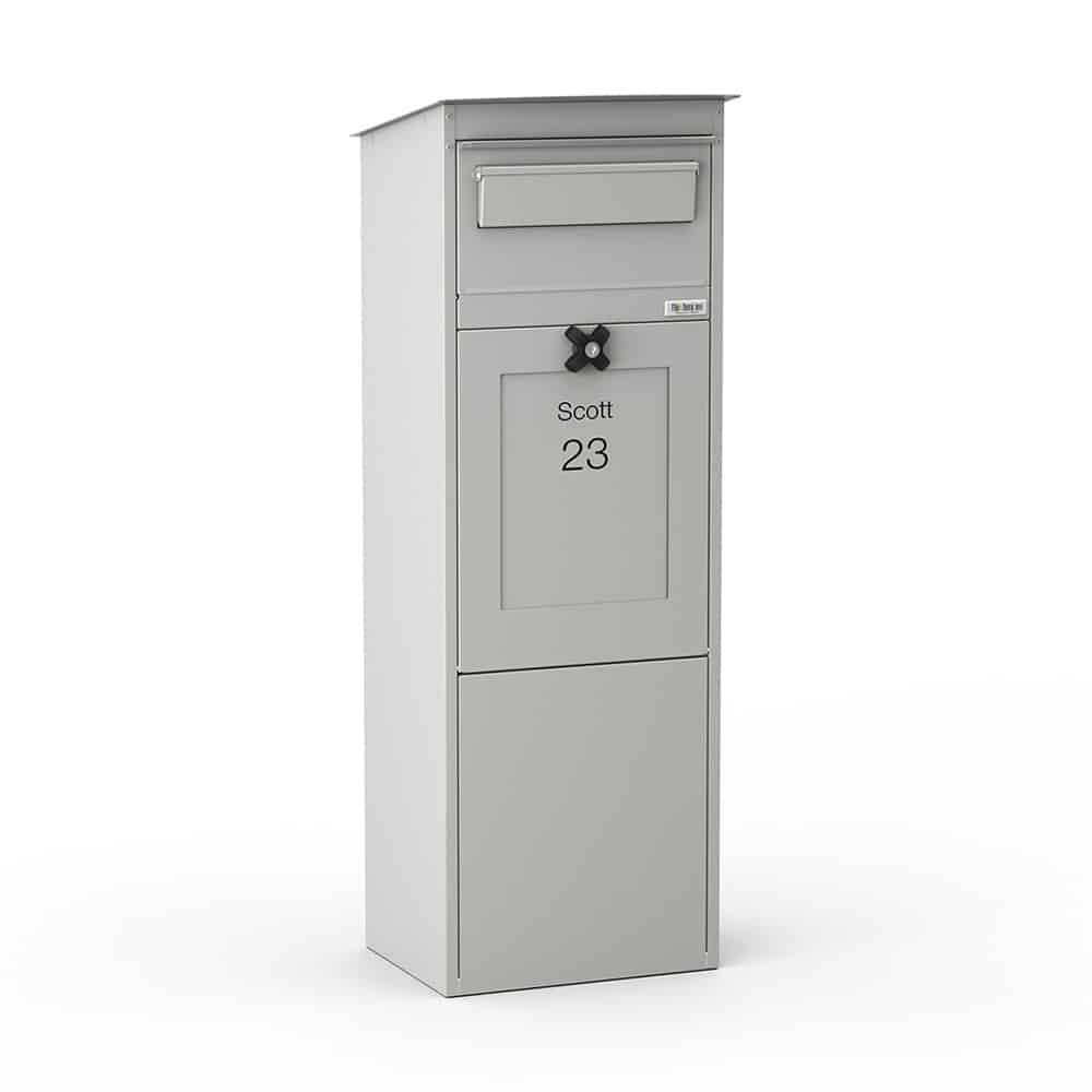 Freestanding Parcel Box Karl Light Grey Front2