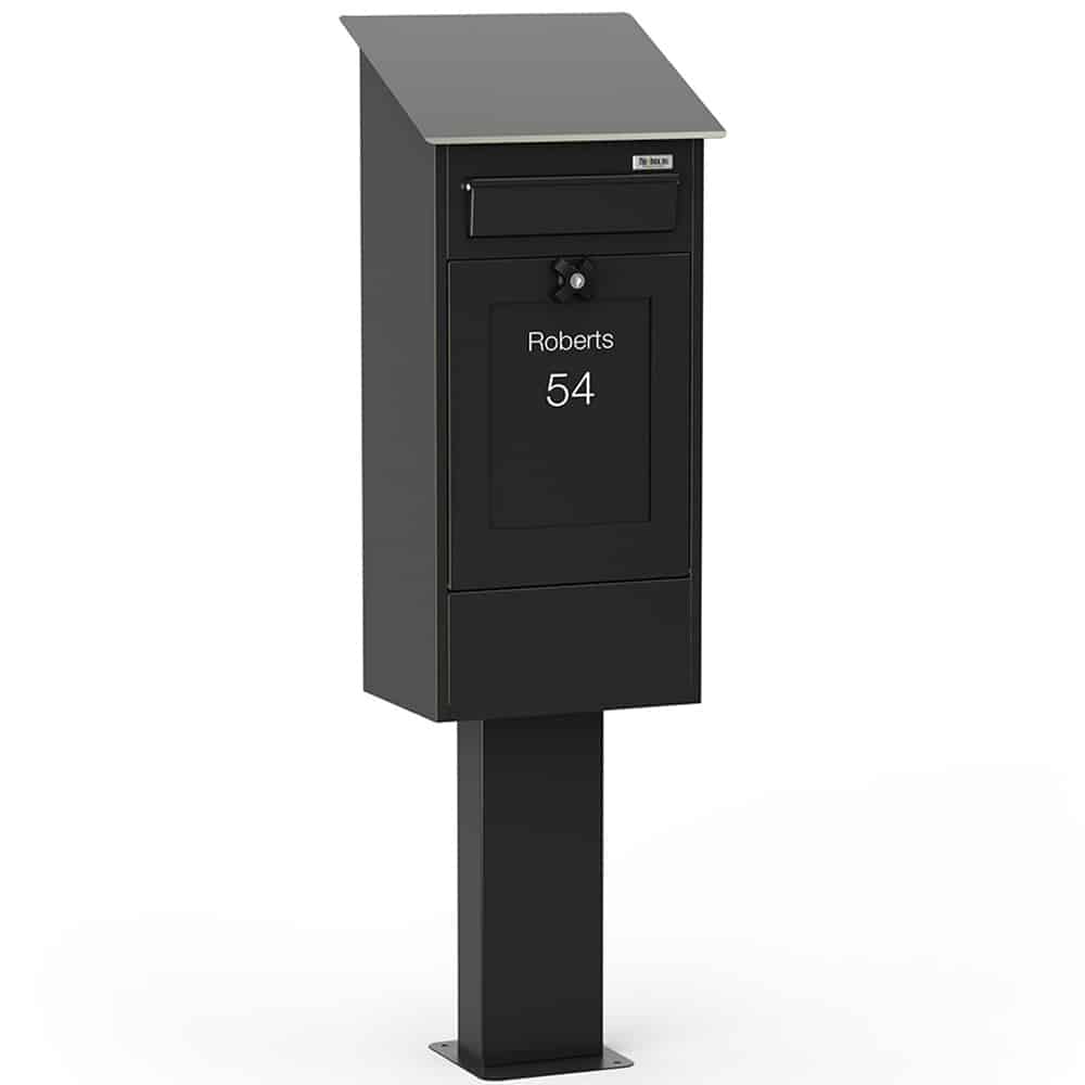 Freestanding Post Box Gustaf Black Front3