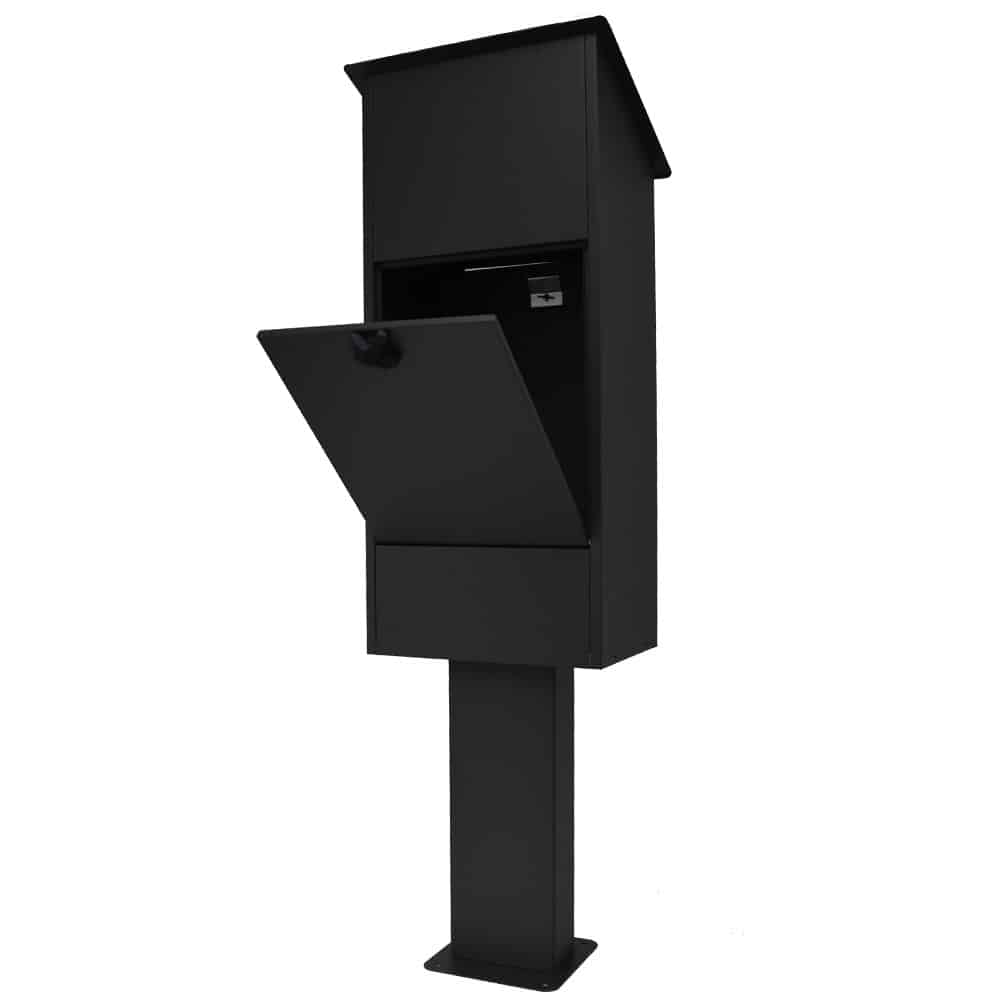 Freestanding Post Box Gustaf Black Rear Access