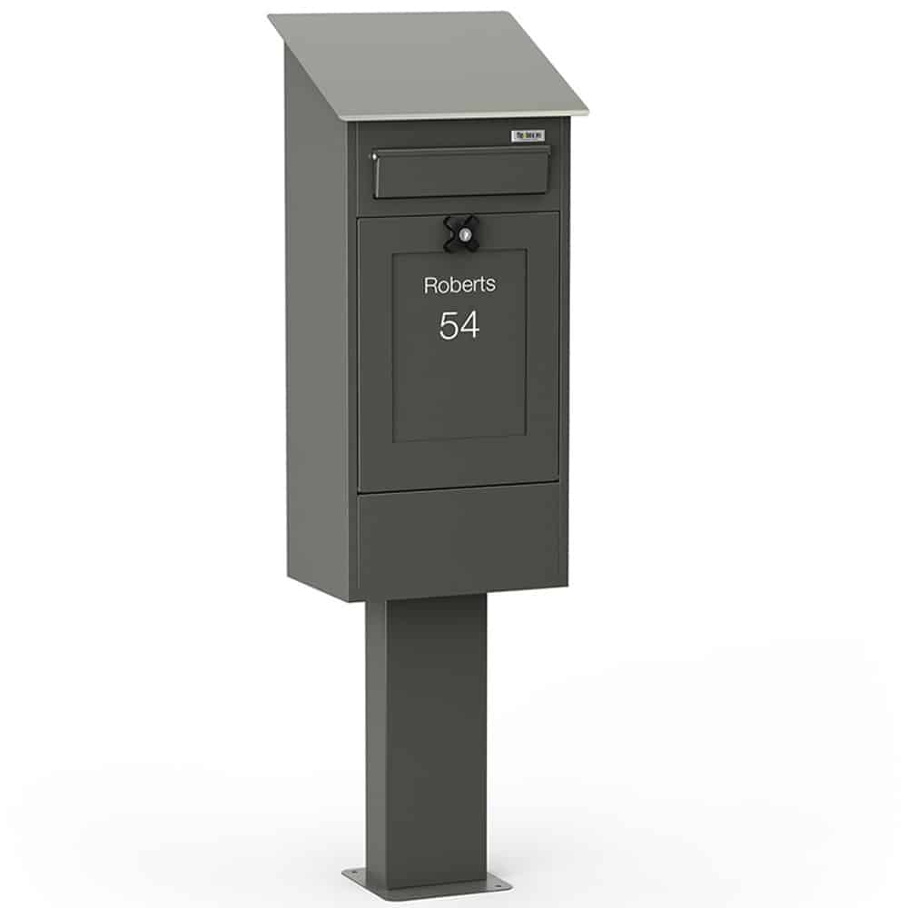 Freestanding Post Box Gustaf Dark Grey Front3