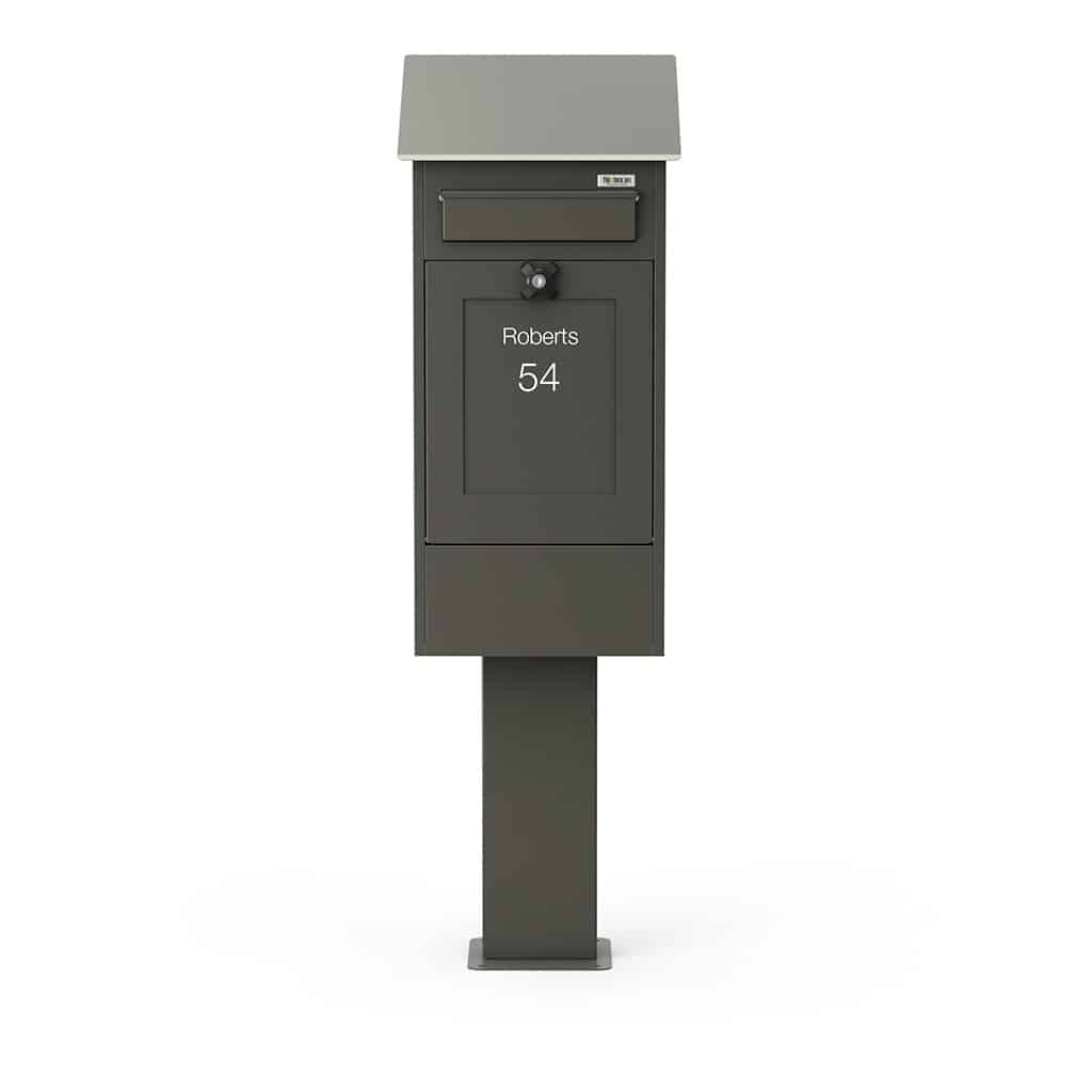 Freestanding Post Box Gustaf Dark Grey Front