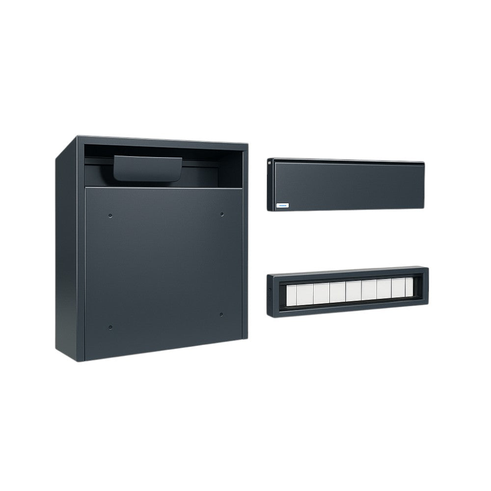 Gate Mounted Letterbox Galvanised Steel   W3 6   Dark Grey With Dark Grey Letterplate