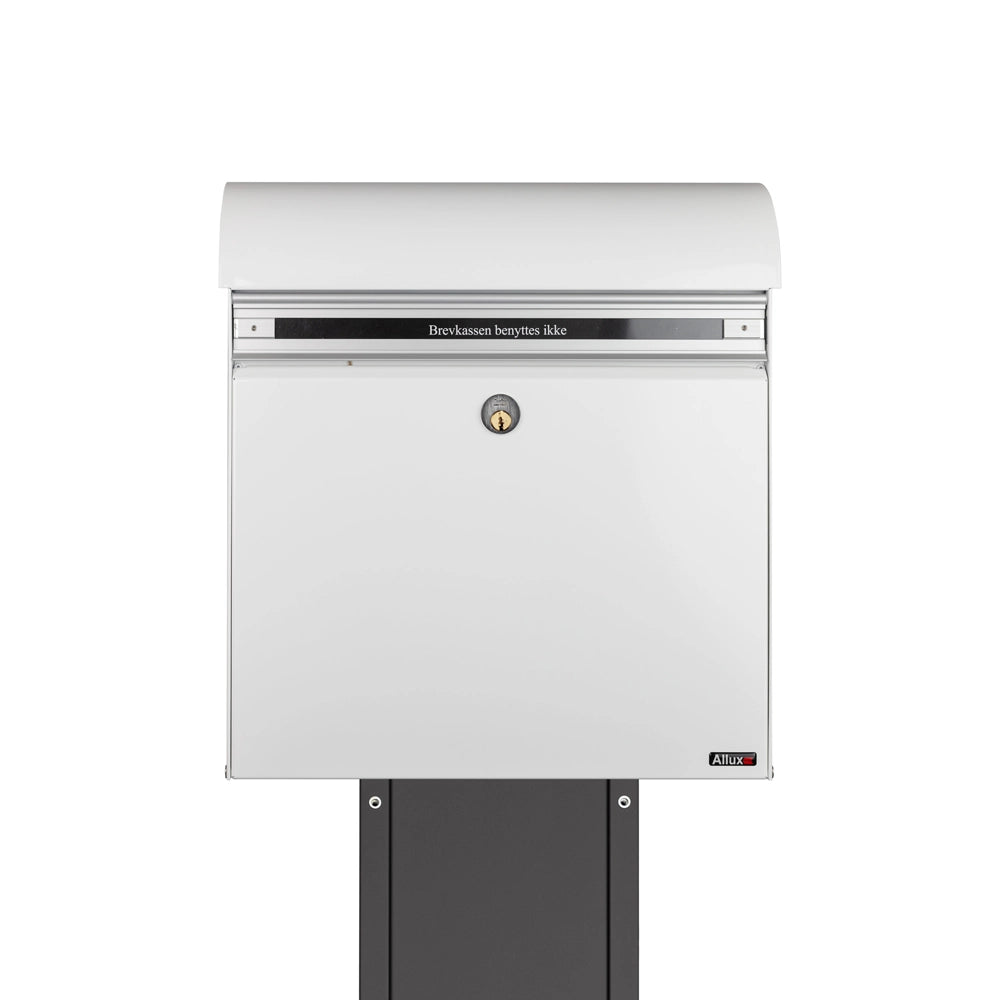 KS2000 White Free Standing Letterbox With 1001 Grey Stand