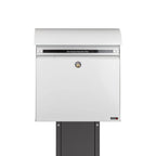 KS2000 White Free Standing Letterbox With 1001 Grey Stand
