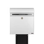 KS2000 White Free Standing Post Box With 1001 Black Stand