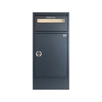 Letter And Parcel Box For Flats And Offices   Starling Single With Base   Anthracite Grey   Combination Lock