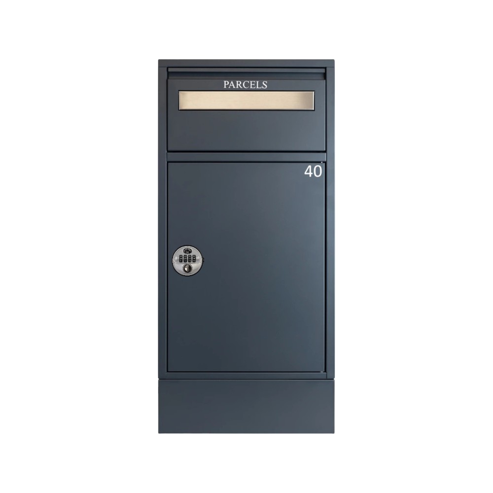 Letter And Parcel Box For Flats And Offices   Starling Single With Base   Anthracite Grey   Combination Lock