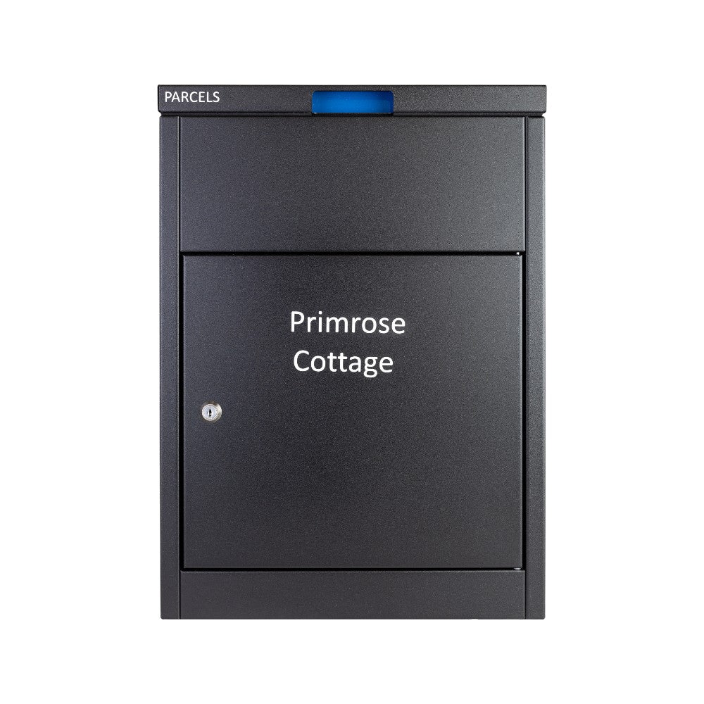 Modern Contemporary Wall Mounted Parcel Box   ParcelPod 1   Anthracite Grey   Personalised
