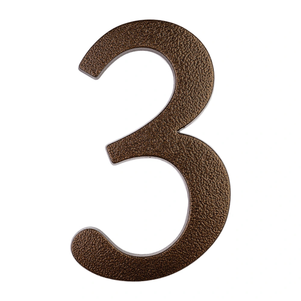 Modern House Numbers 3 Bronze