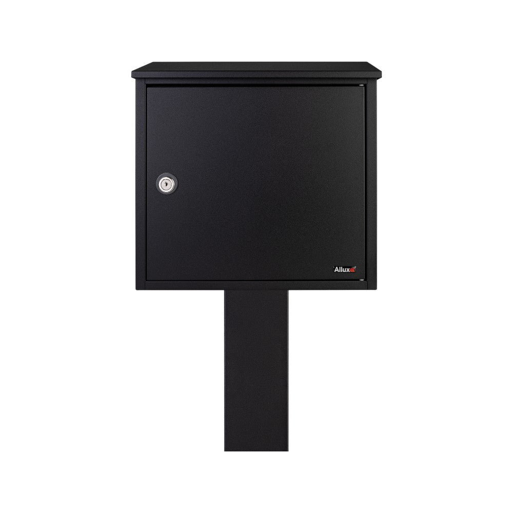 Outdoor Free Standing Letterbox   Allux 400 Black   Black Stand