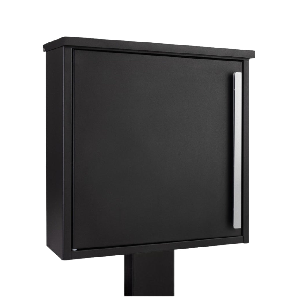 Outdoor Free Standing Lockable Letterbox   Jackdaw   Black With Black FR 2 Stand