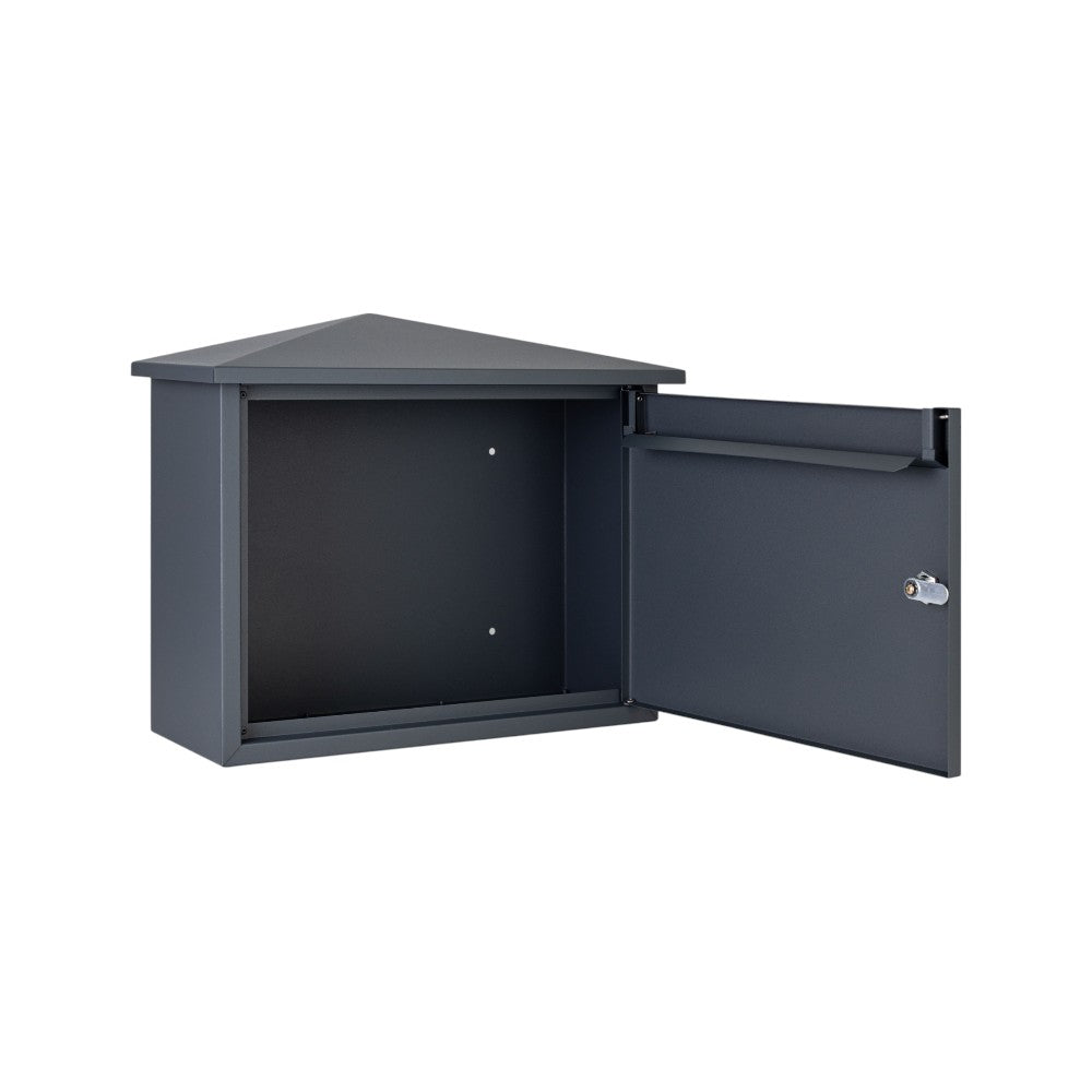 Outdoor Letterbox Free Standing   Kestrel   Dark Grey   Opened