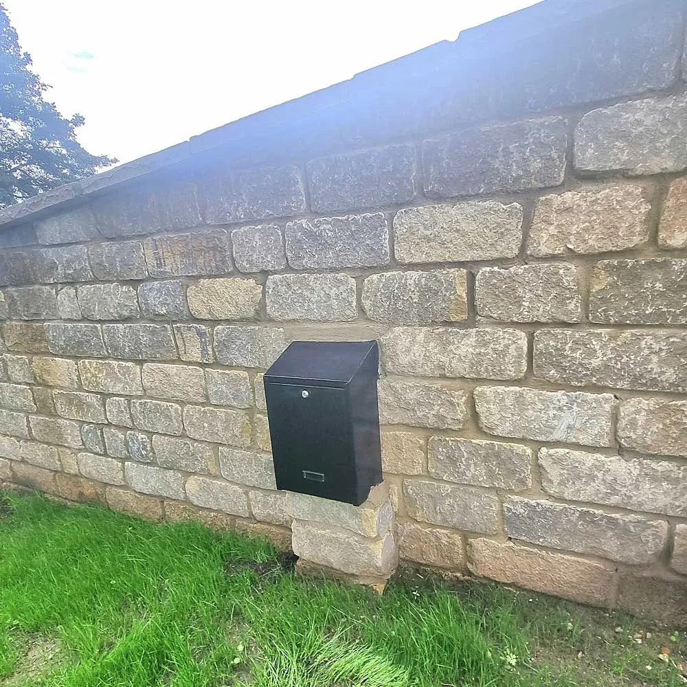 Through Wall Post Box Large Locking Cast Aluminium Weatherproof in Black - Rolle/Nero
