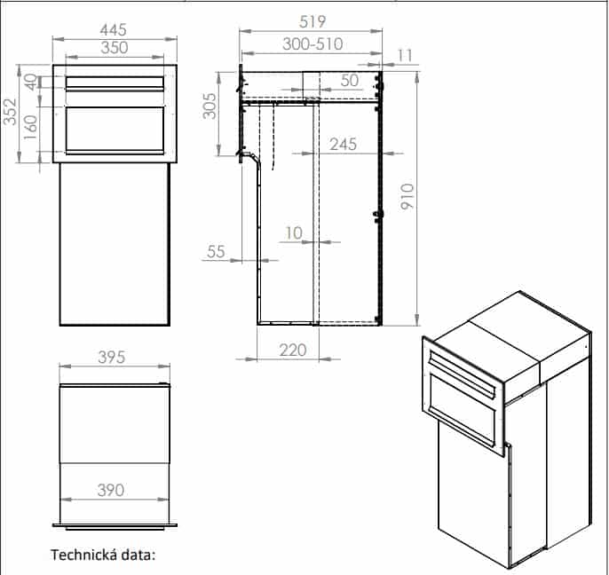 Through The Wall Telescopic Parcel Box Omega Stainless Steel