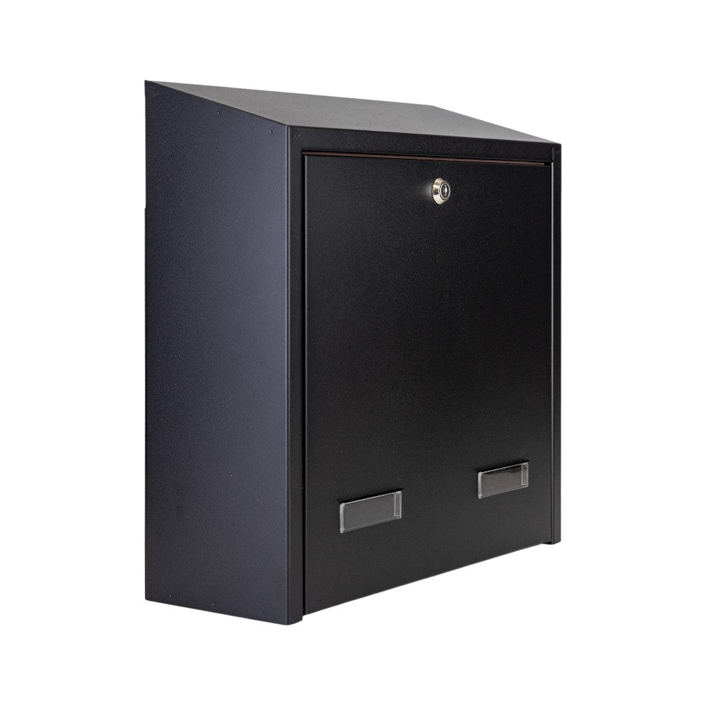 Rear Access Letterbox For Gates And Fences   W3 6 Black Matt Side Photoroom