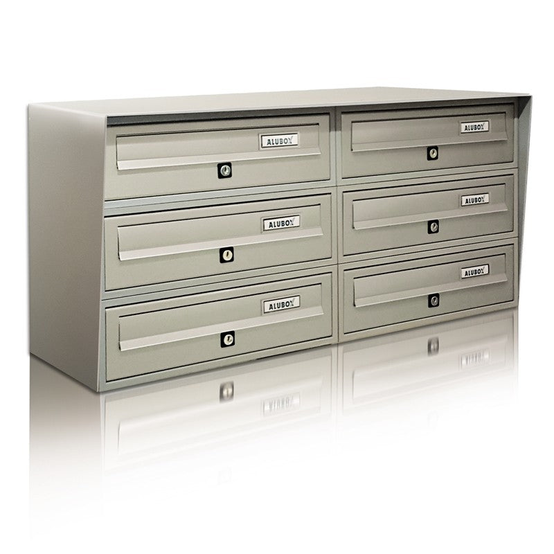 SLIM-3x2-Light-grey-external-wall-mounted-letterboxes