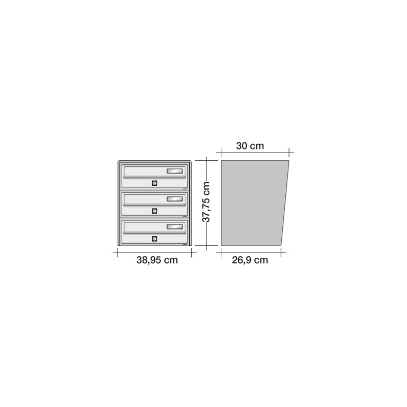 Wall Mounted Post Boxes for Flats External Locking Anthracite Grey - Tocco Di Italia Slim