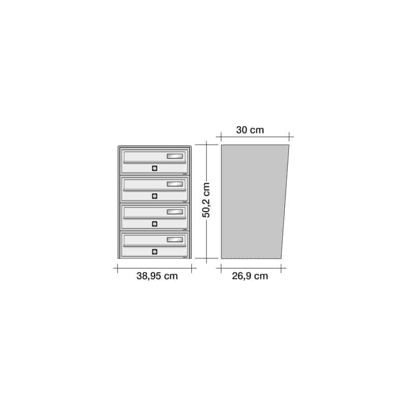 Wall Mounted Post Boxes for Flats External Locking Anthracite Grey - Tocco Di Italia Slim