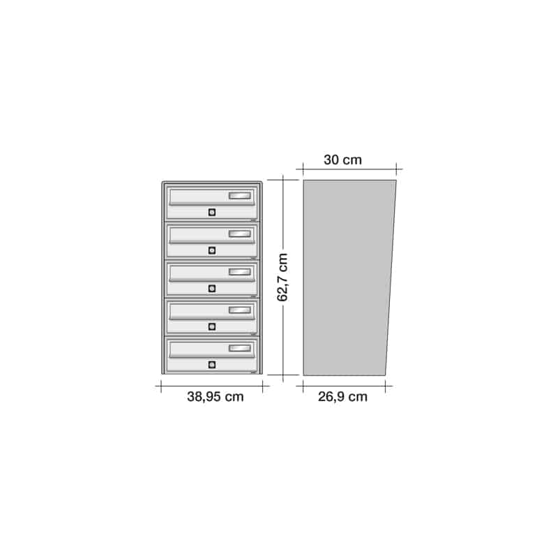 Wall Mounted Post Boxes for Flats External Locking Anthracite Grey - Tocco Di Italia Slim