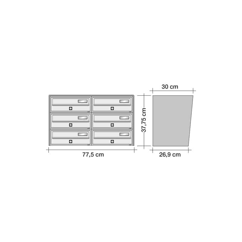 Wall Mounted Post Boxes for Flats External Locking Anthracite Grey - Tocco Di Italia Slim